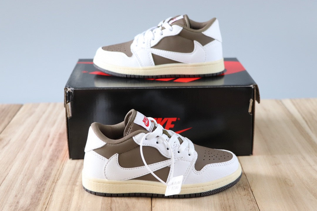 Qiaoyi low-top shoelaces" dark brown, white, cream"