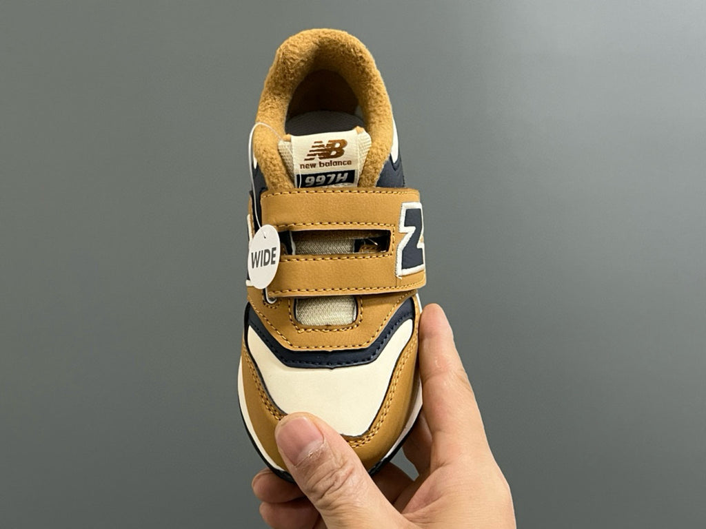 NB997 Velvet Velcro Children's Shoes" brown, cream"