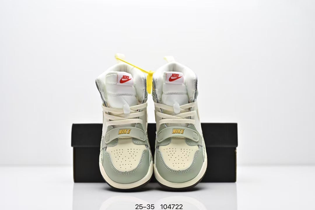 Jordan 312 high top children's shoes full second layer leather" light green, cream, light blue"