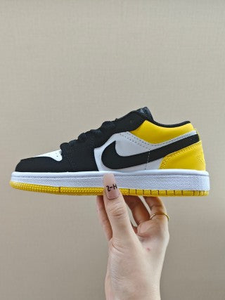 Qiao Yizhuan G version low-top children's lace-up sports shoes" black, yellow"