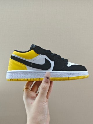 Qiao Yizhuan G version low-top children's lace-up sports shoes" black, yellow"
