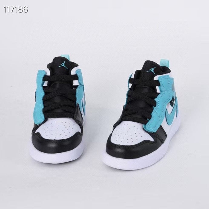 Jordan high top elastic band" white, black, turquoise"