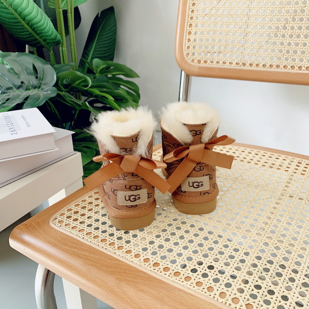 UGG co-branded wool integrated snow boots" brown"