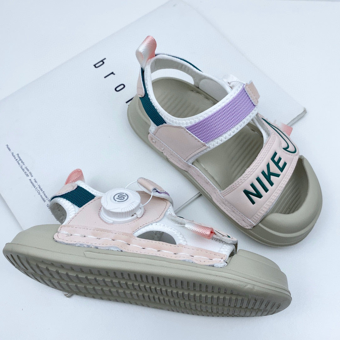 Nike Twist Lock Closed Toe Sandals "light gray, light pink"