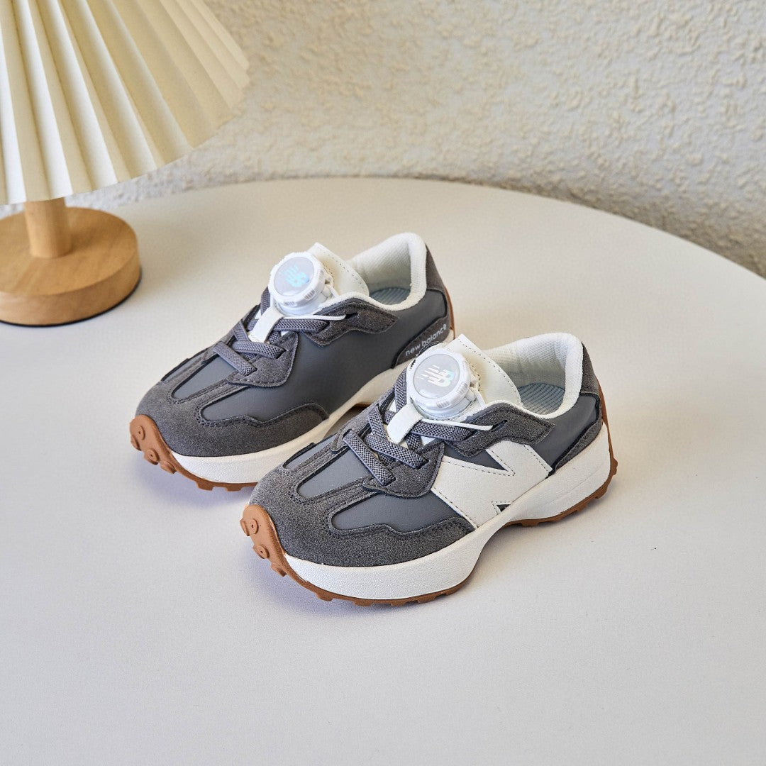 NB327 Rotating Buckle Waffle Gump Children's Shoes" gray, white"