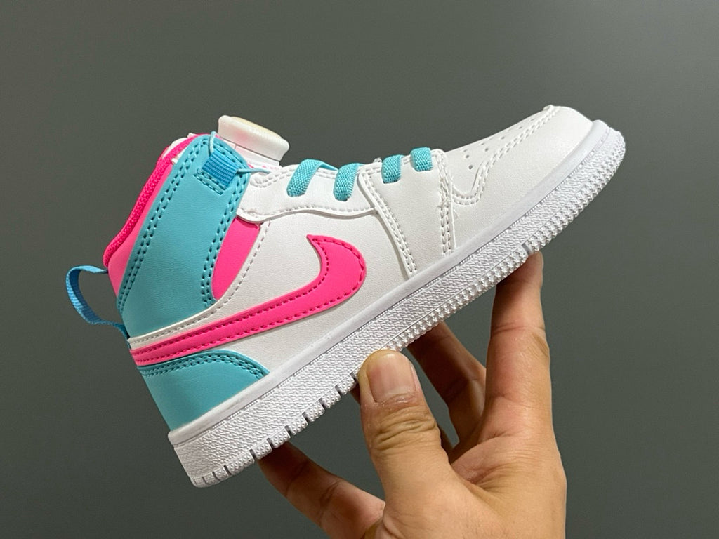 Joe 1 Zhongbang lock children's sports shoes" white, pink"