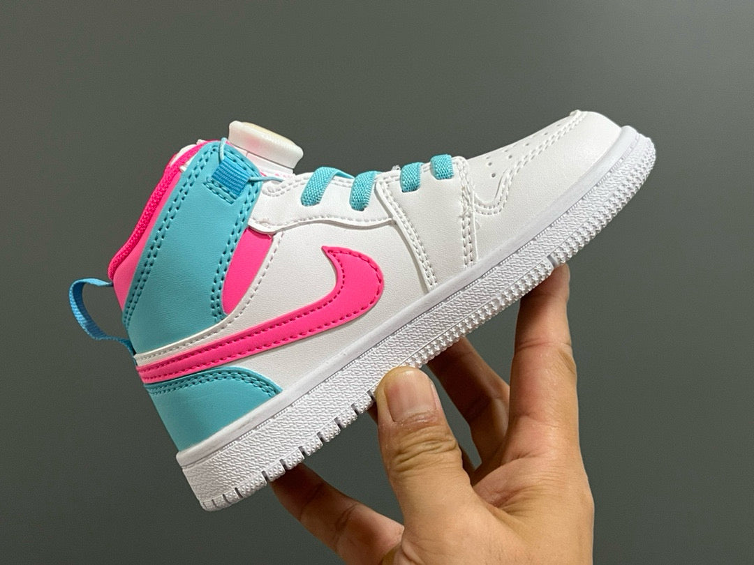 Joe 1 Zhongbang lock children's sports shoes" white, pink"