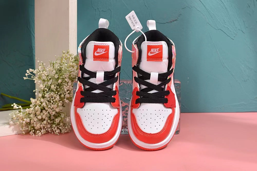 Jordan AJ1 children's shoes" white, red"