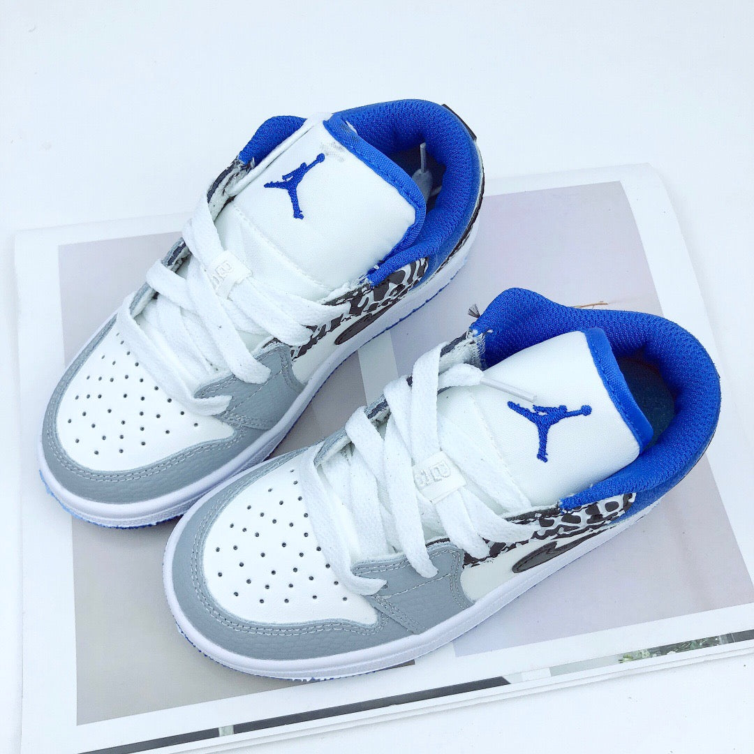 Joe 1 low-top elastic buckle parent-child shoes" blue, white, gray"