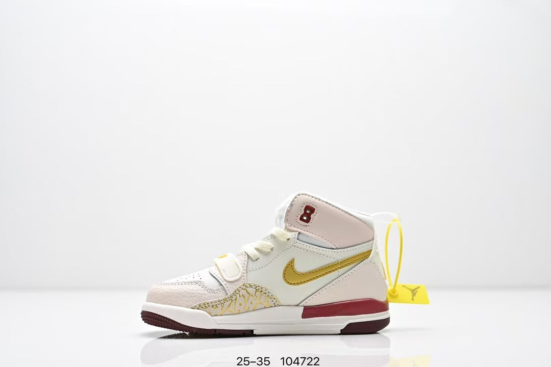 Jordan 312 high top children's shoes full second layer leather" white, light pink, yellow"