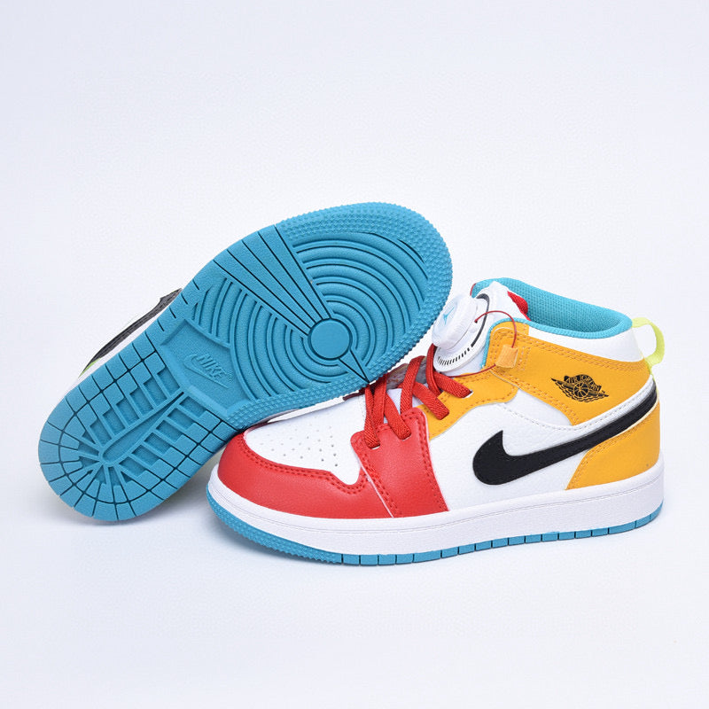 Joe 1 rotating button high top children's shoes" red, orange, white"