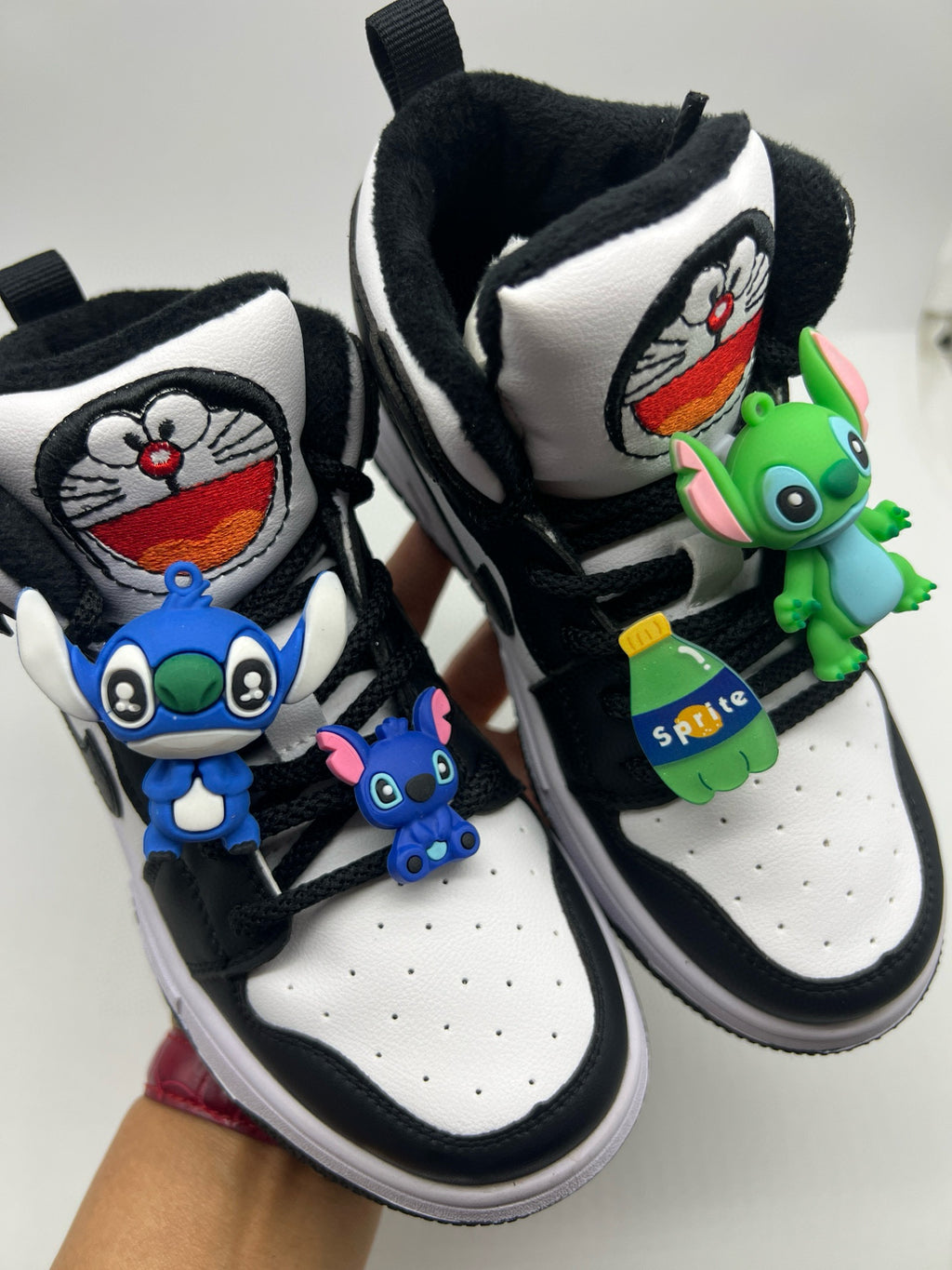 Joe One Cartoon Doll Accessories High Top Sneakers " white, black"