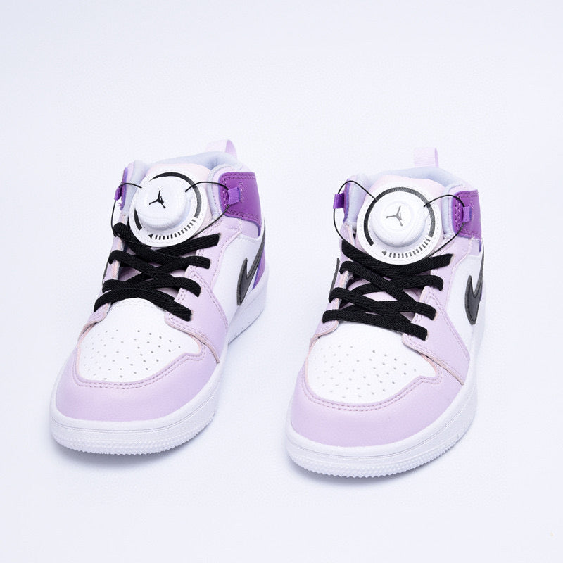 Joe 1 rotating button high top children's shoes" white, purple"
