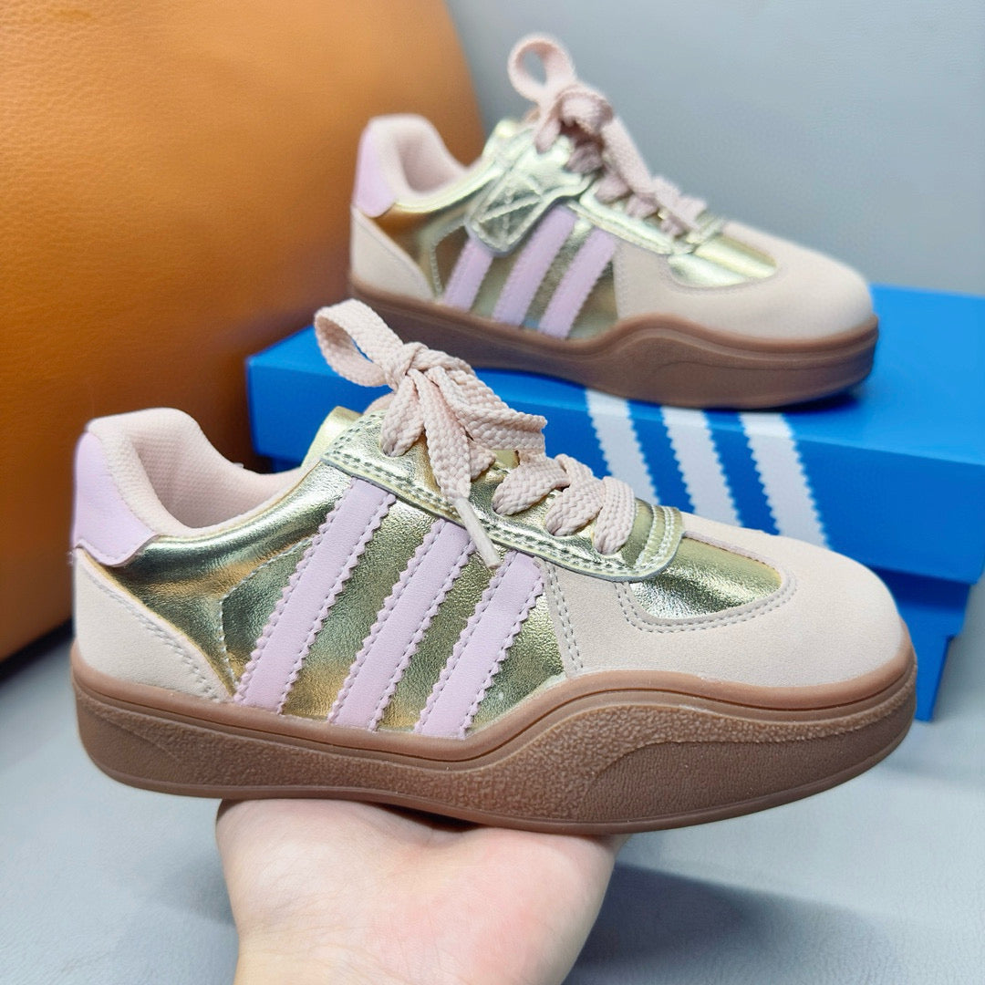 Adidas third generation children's German training shoes" pink, silver"