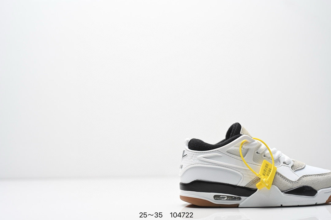 Jordan 4 low-top air cushion basketball shoes" white, black, gray"