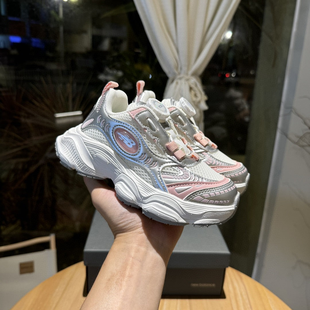 NB New Balance Retro Daddy Style Casual Sports Running Shoes" white, silver, pink"