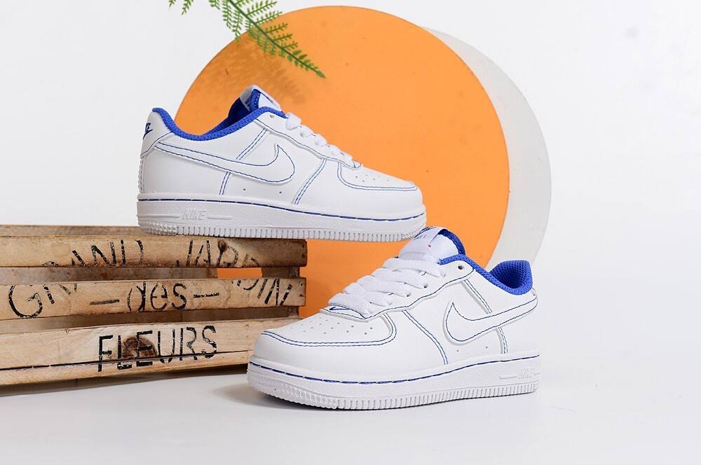 Air Force low-top lace-up sneakers" white, blue"