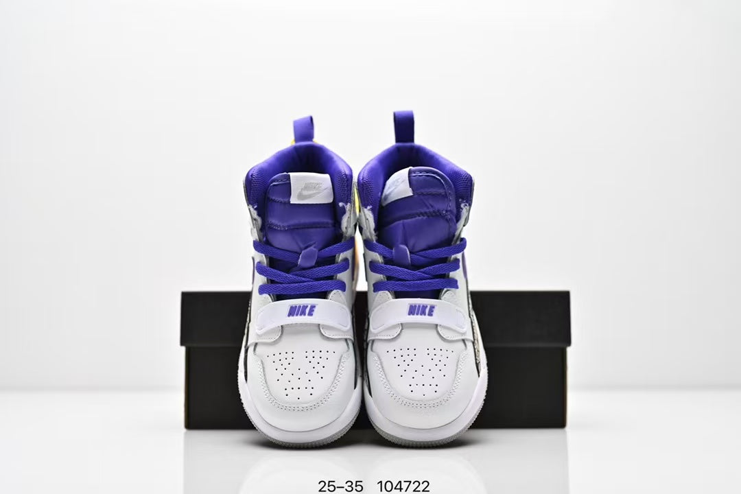 Jordan 312 high top children's shoes full second layer leather" white, blue"