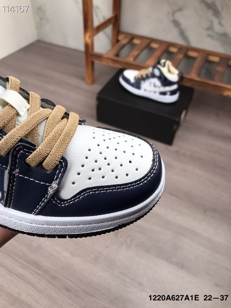 Joe's high-top Velcro children's shoes" Navy, white"
