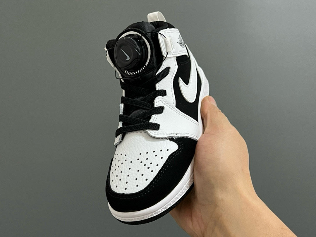 Qiaoyi mid-cut buckle children's shoes" white, black"