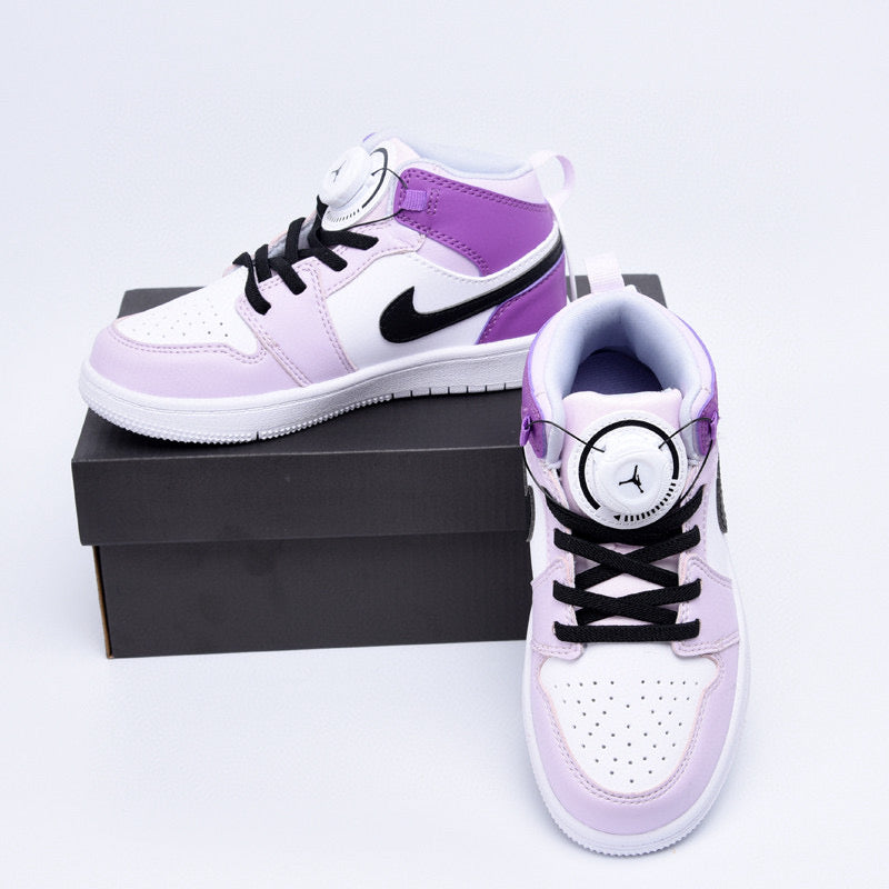 Joe 1 rotating button high top children's shoes" white, purple"