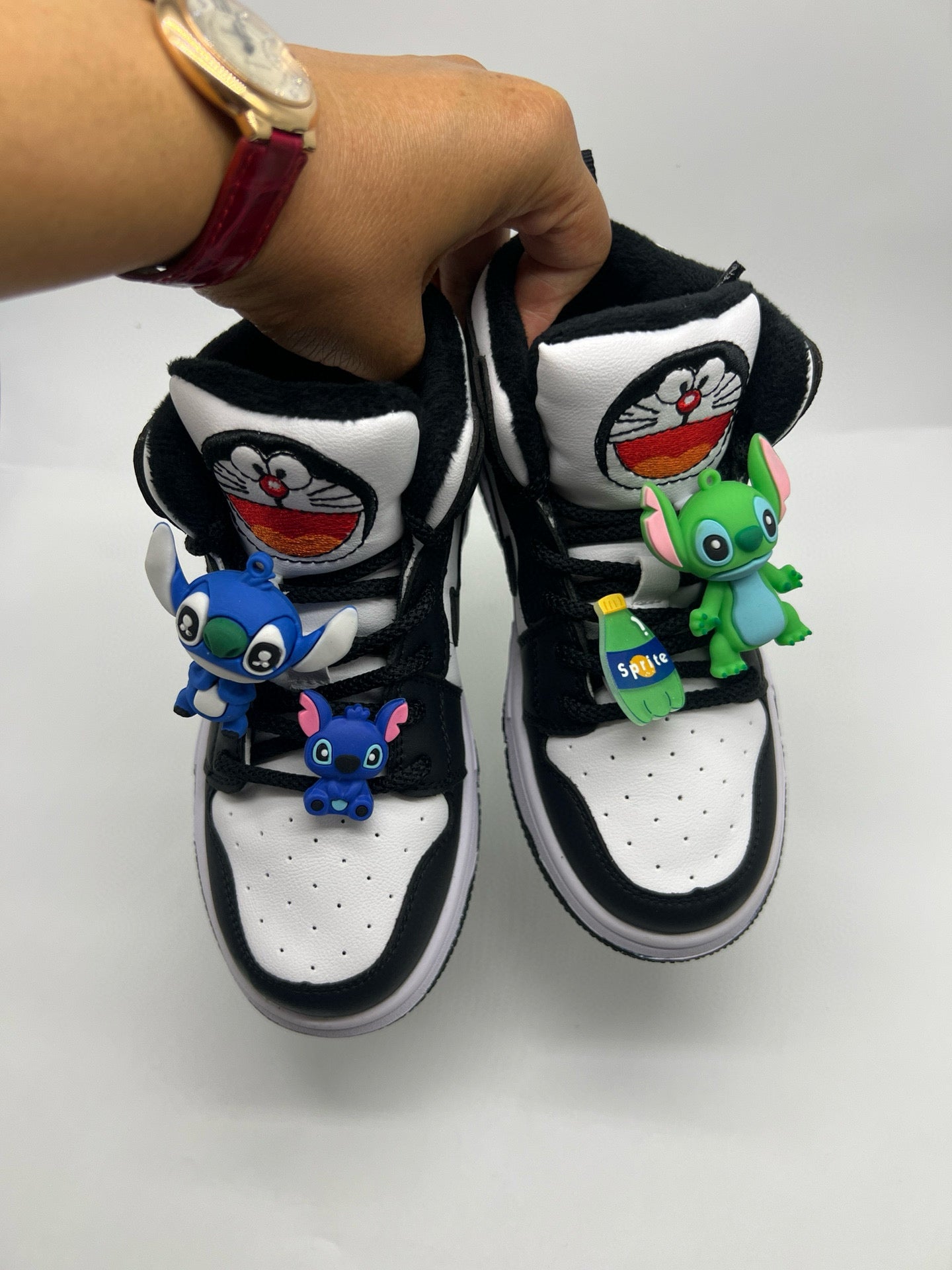 Joe One Cartoon Doll Accessories High Top Sneakers " white, black"