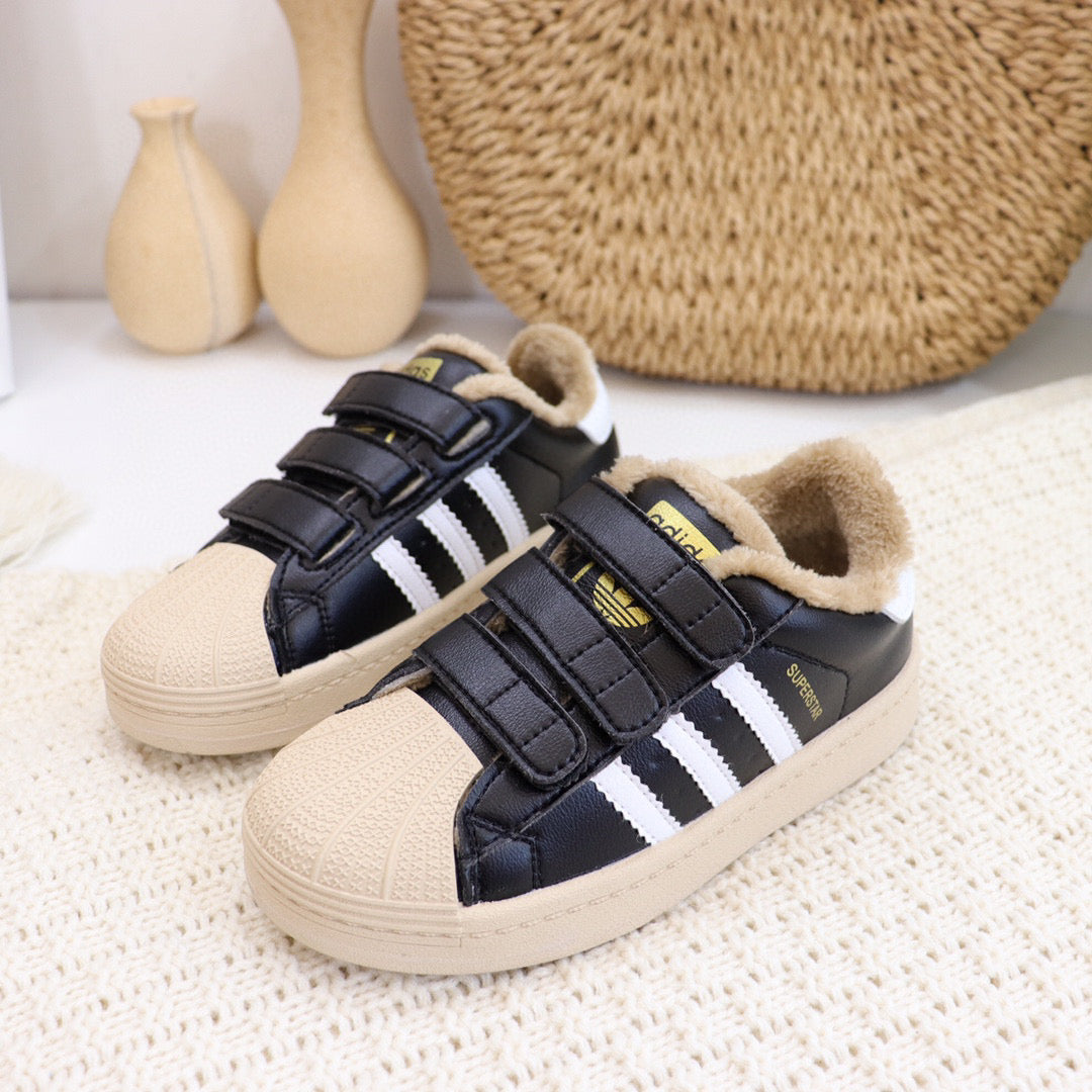 Adidas clover Velcro shell toe plus velvet sneakers" black, beige"