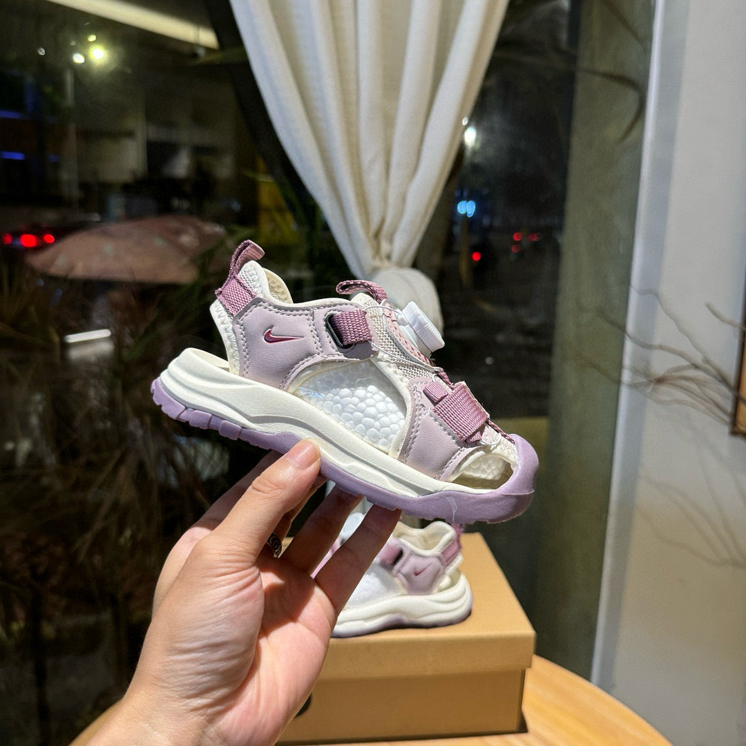 Nike closed toe rotating button sandals" Light Purple"