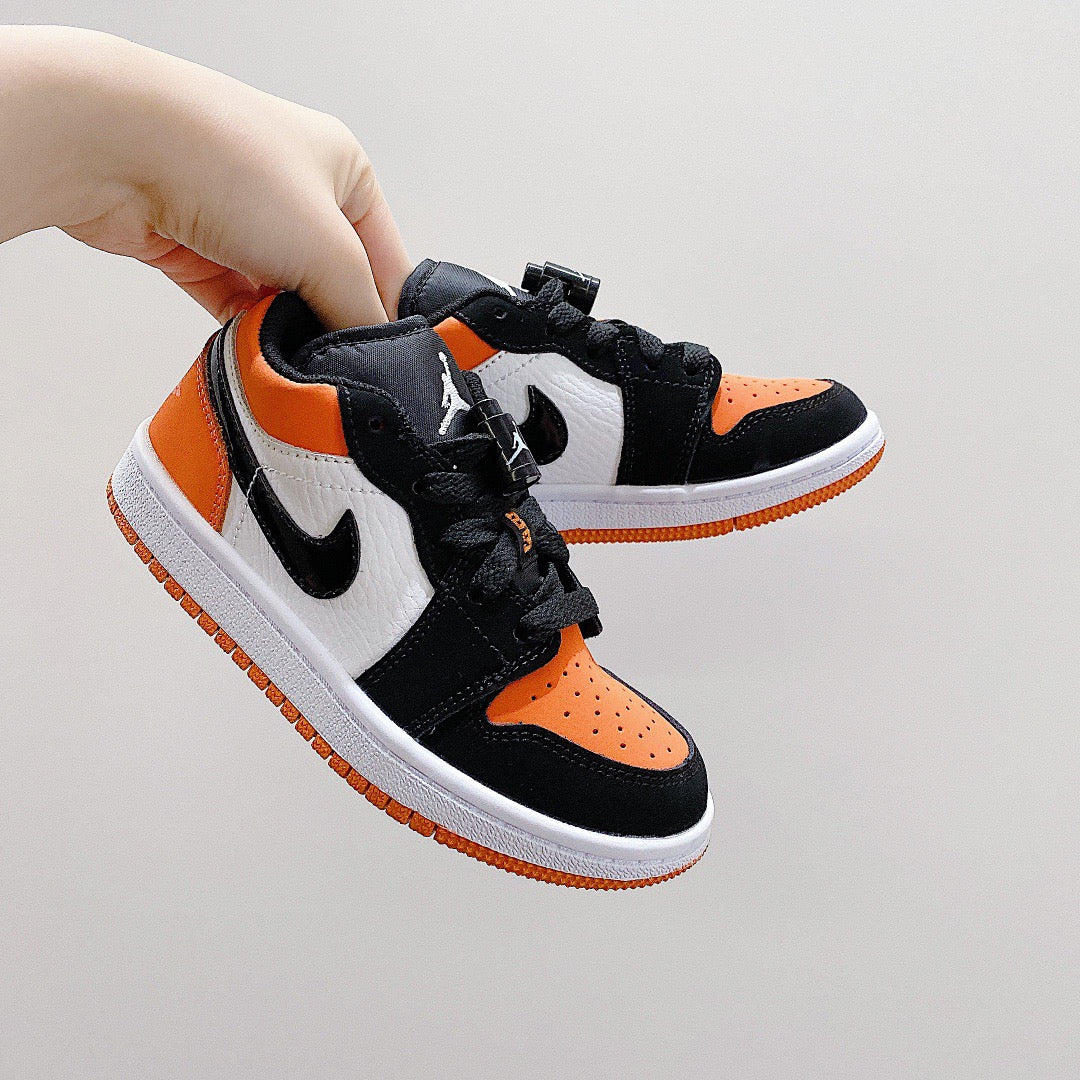 Joe 1 low-top elastic buckle parent-child shoes" white, black, orange"