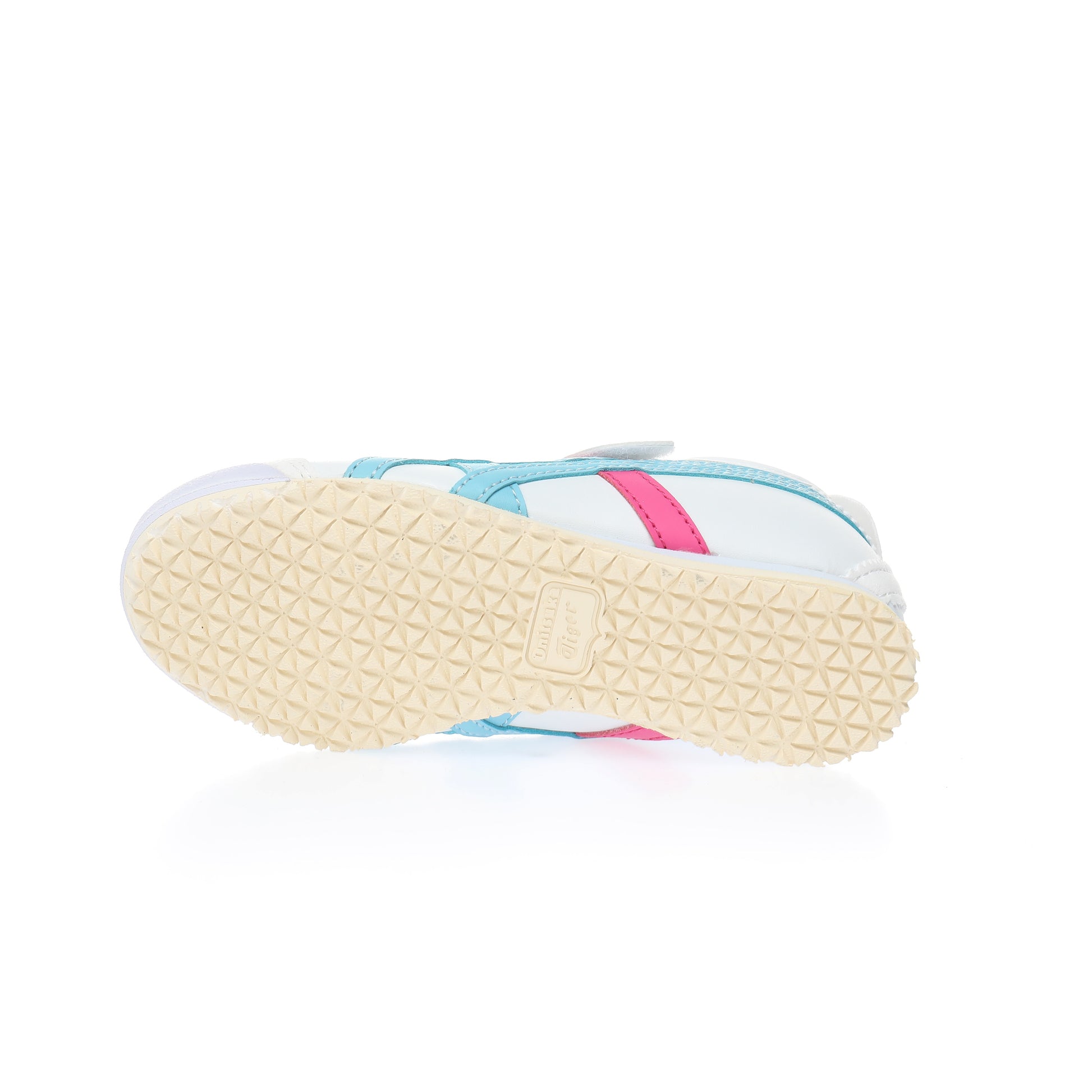 Asics Tiger" white with light blue and pink"