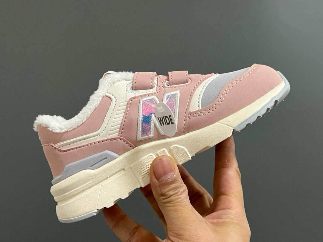 NB997 Velvet Velcro Children's Shoes" cream, pink"