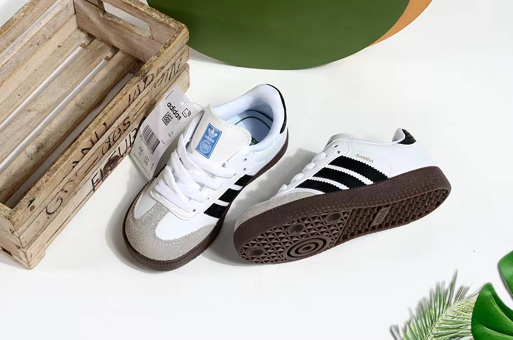 Adidas children's training shoes" white, black"