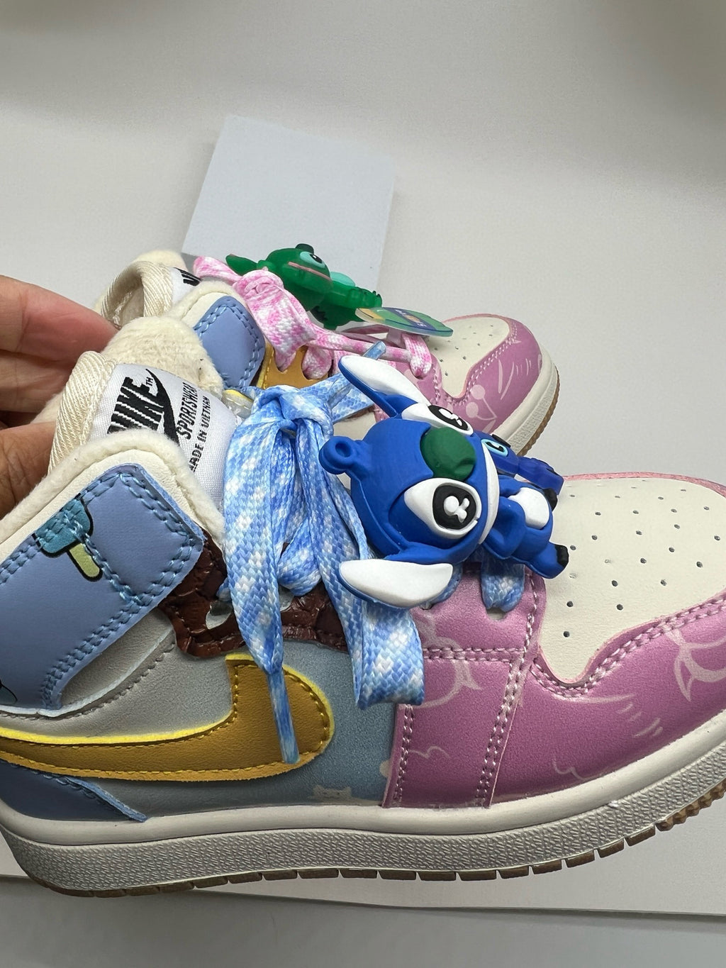 Joe One Cartoon Doll Accessories High Top Sneakers " Cream, purple"