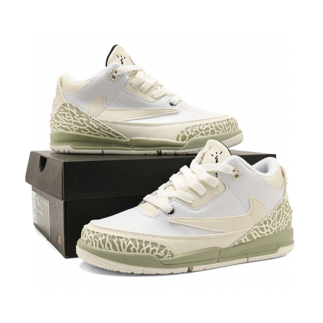 Jordan AJ3 children's shoes" white, cream, mint green"