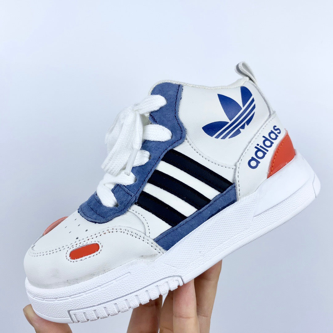 Adidas mid-section sneakers" white, black, blue"