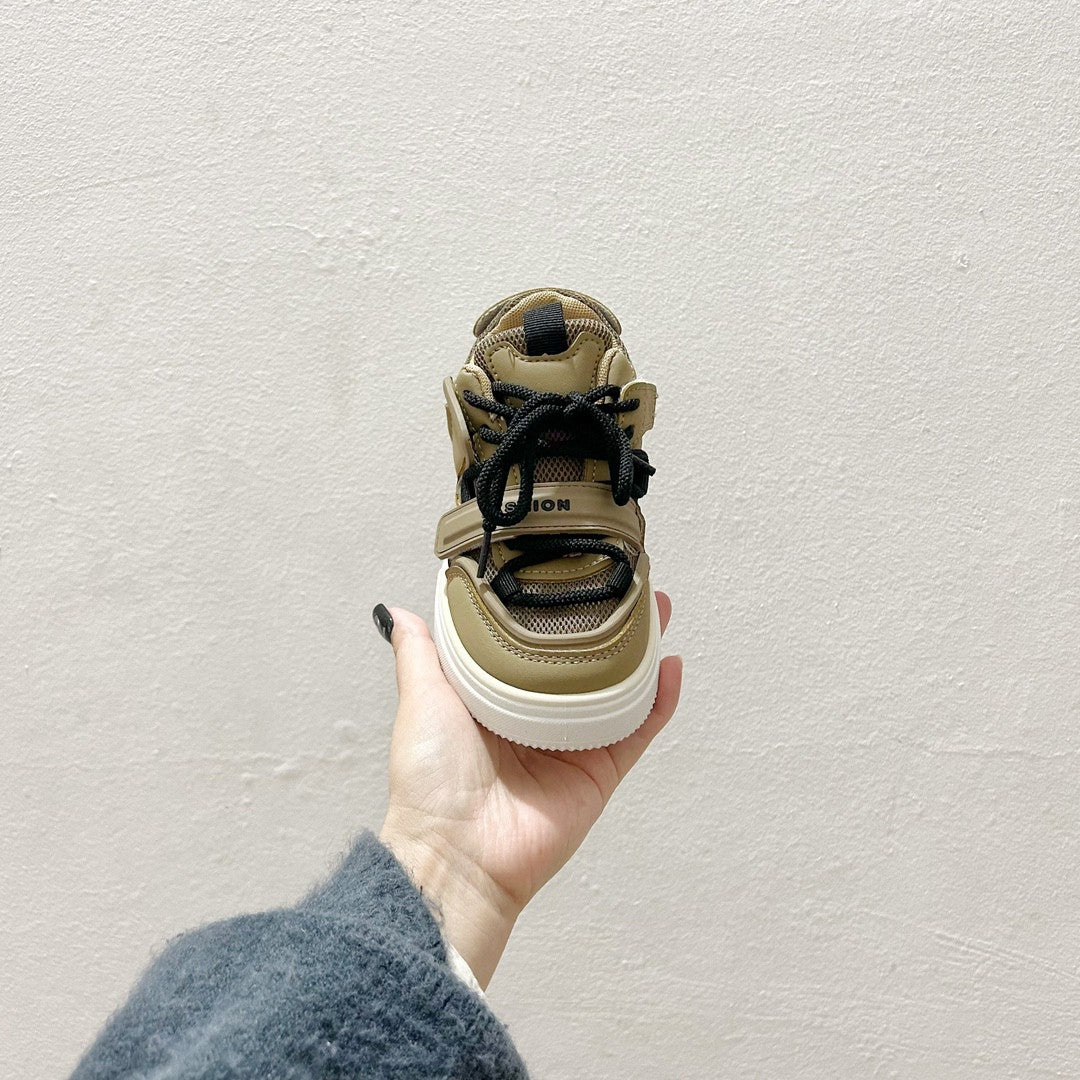 AD Velcro children's casual sneakers" olive brown"