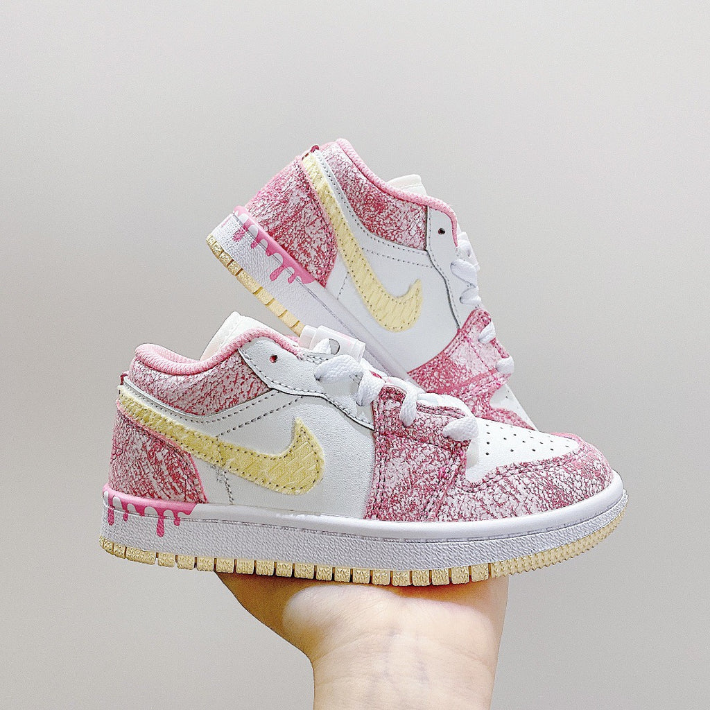 Joe 1 low-top elastic buckle parent-child shoes" pink, white, yellow"