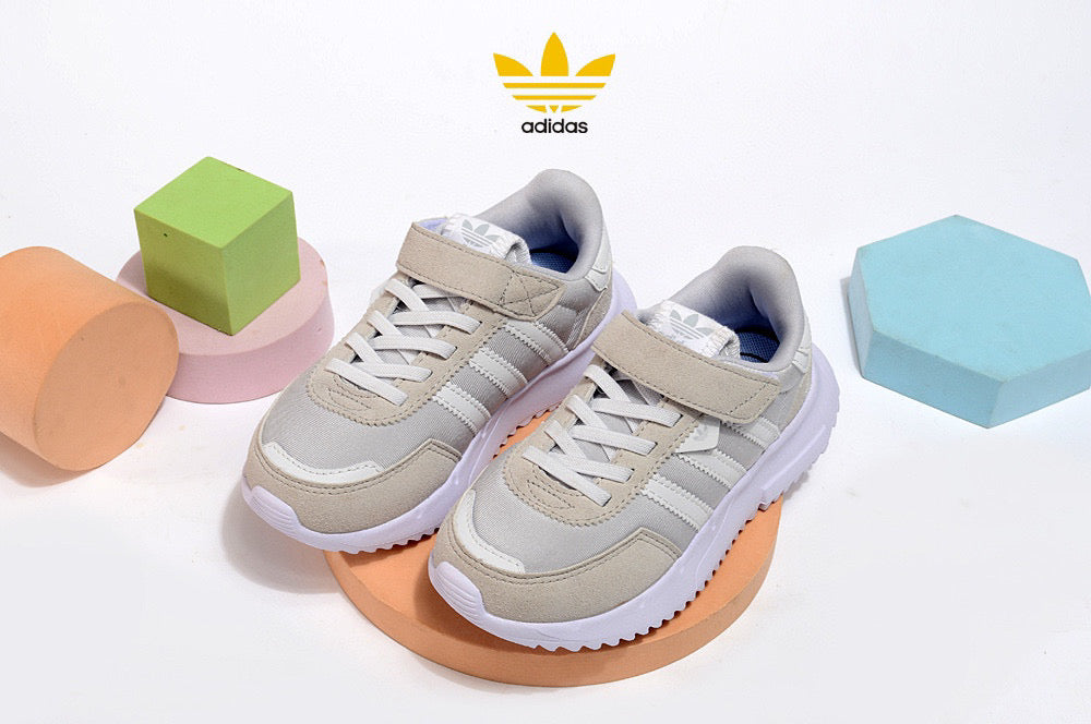 Adidas clover lightweight soft sole" gray, white"