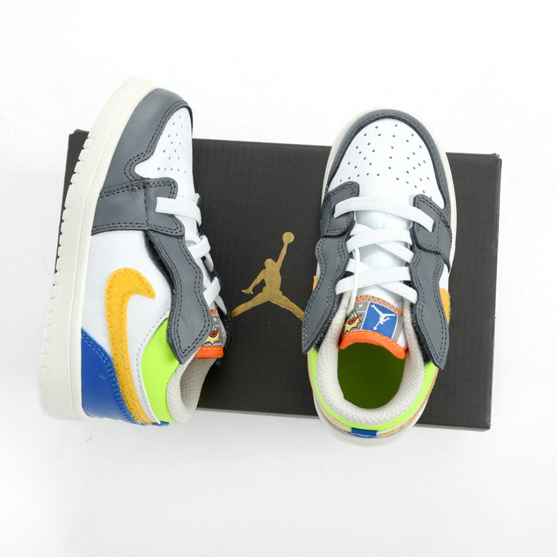 Jordan low top elastic band" white, gray, yellow, orange"
