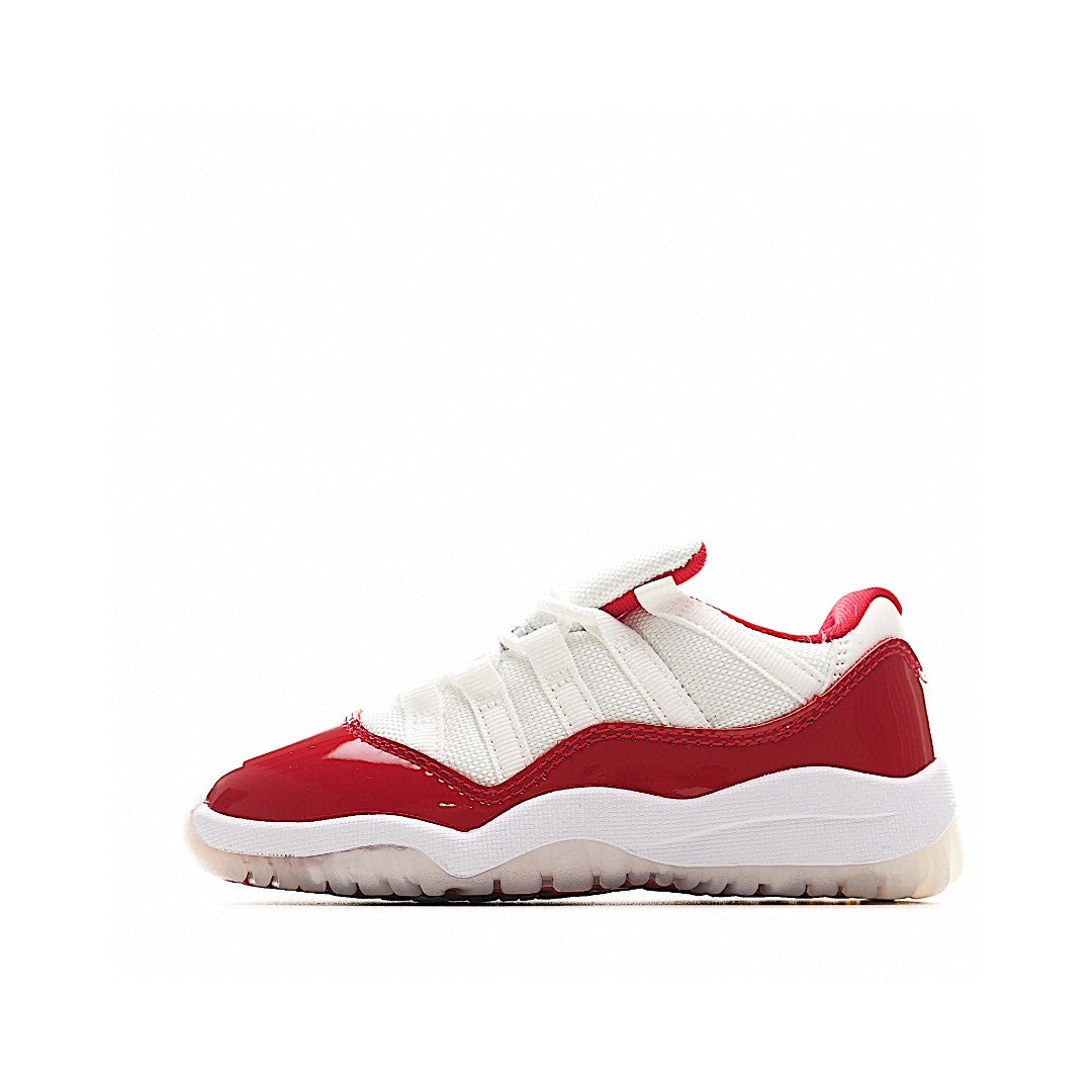 The classic AJ11 is back, mid-top" white, red"