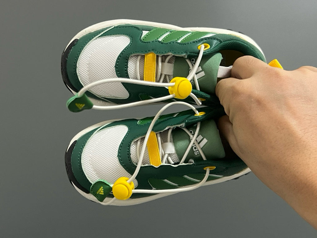 Adidas new elastic buckle children's shoes" green, white, yellow"