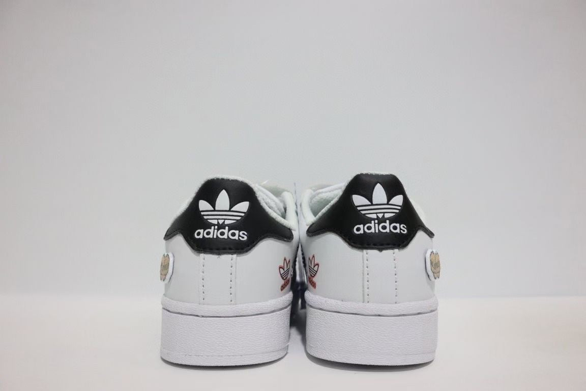Shell toe two-layer cartoon children's shoes" white, black"