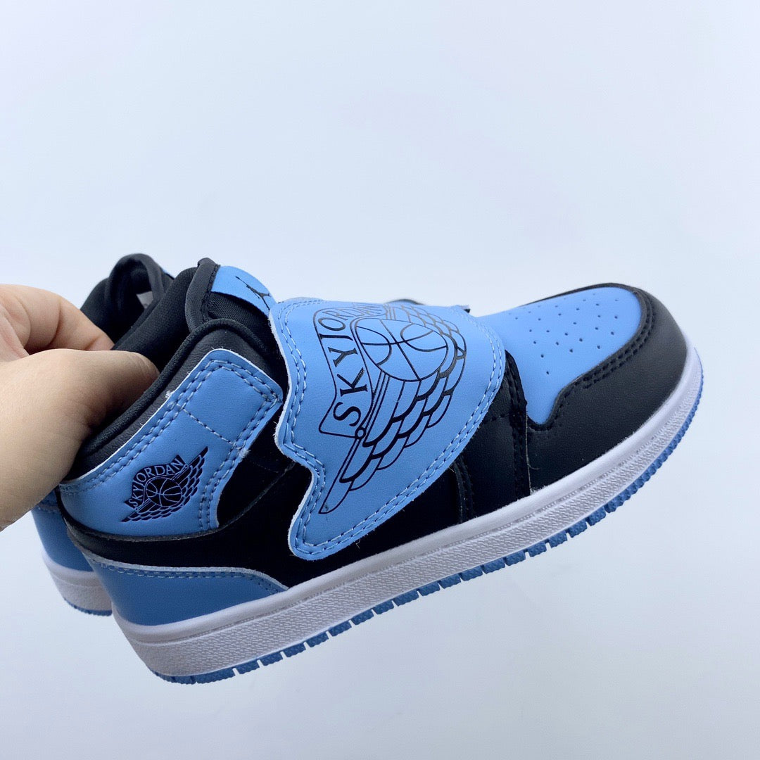AJ Joe One-Wing Velcro Children's Shoes" Navy, blue"