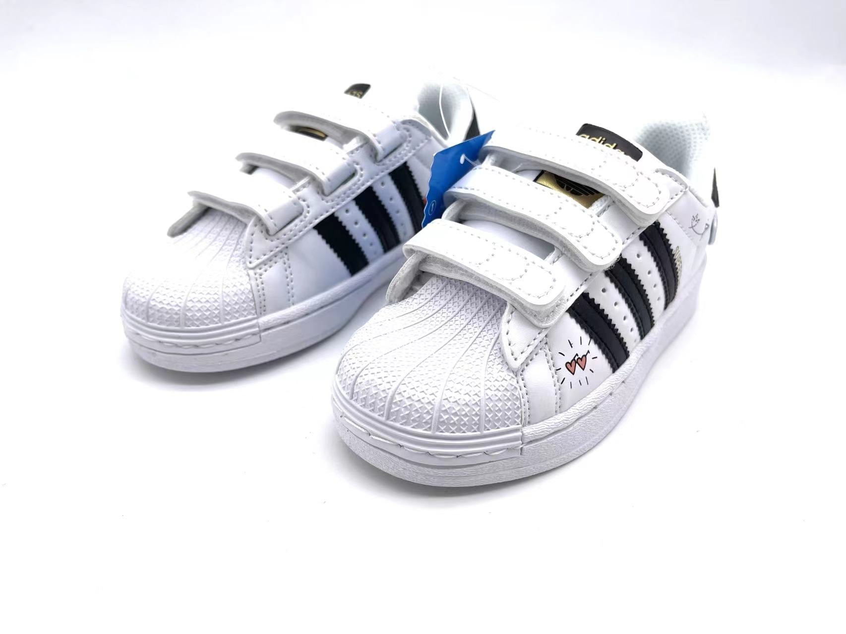 Adidas classic shell toe children's shoes" white, black"