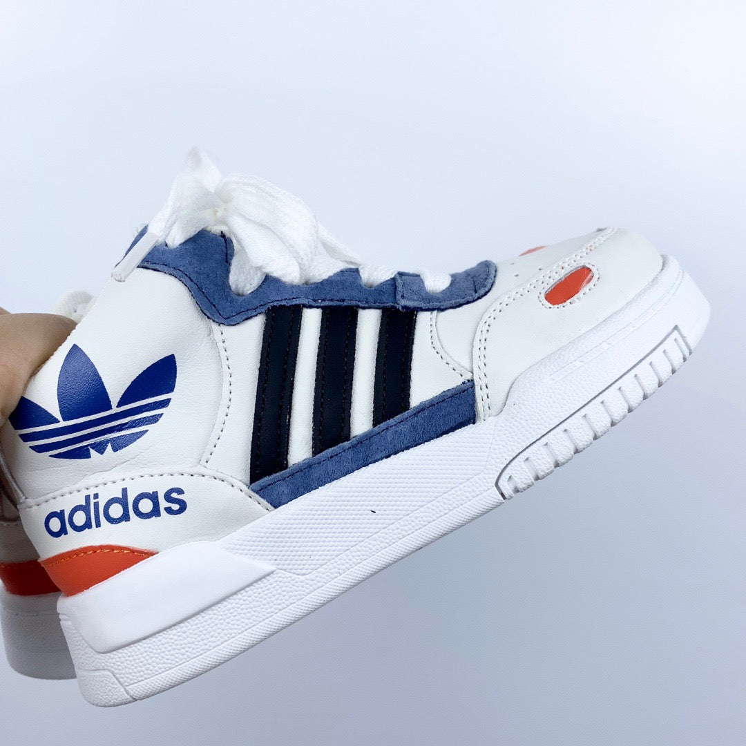 Adidas mid-section sneakers" white, black, blue"