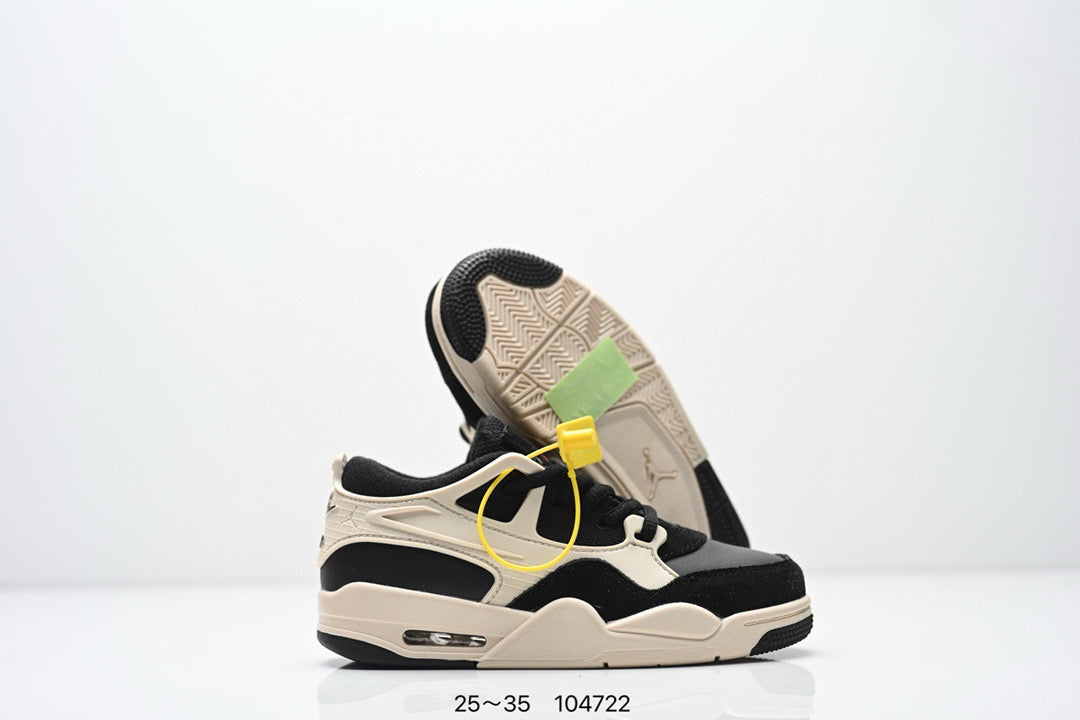 Jordan 4 low-top air cushion basketball shoes" black, cream"