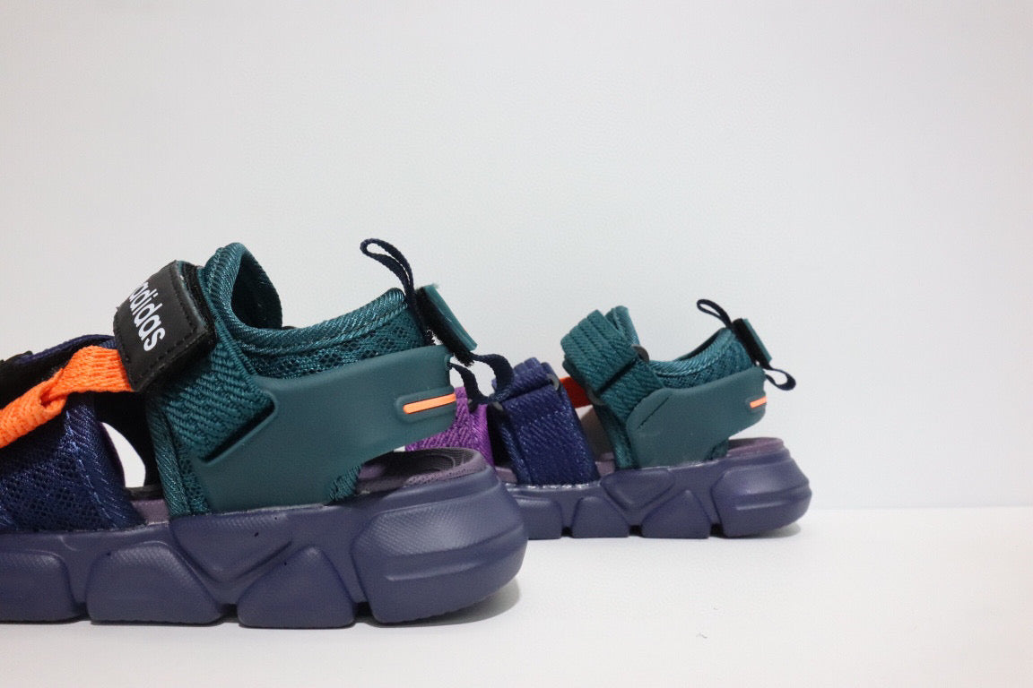 Adidas three velcro sandals "black, green, purple"