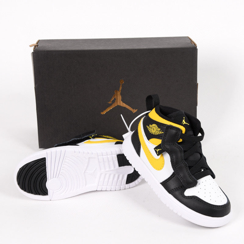 Jordan high top elastic band" white, black, yellow"
