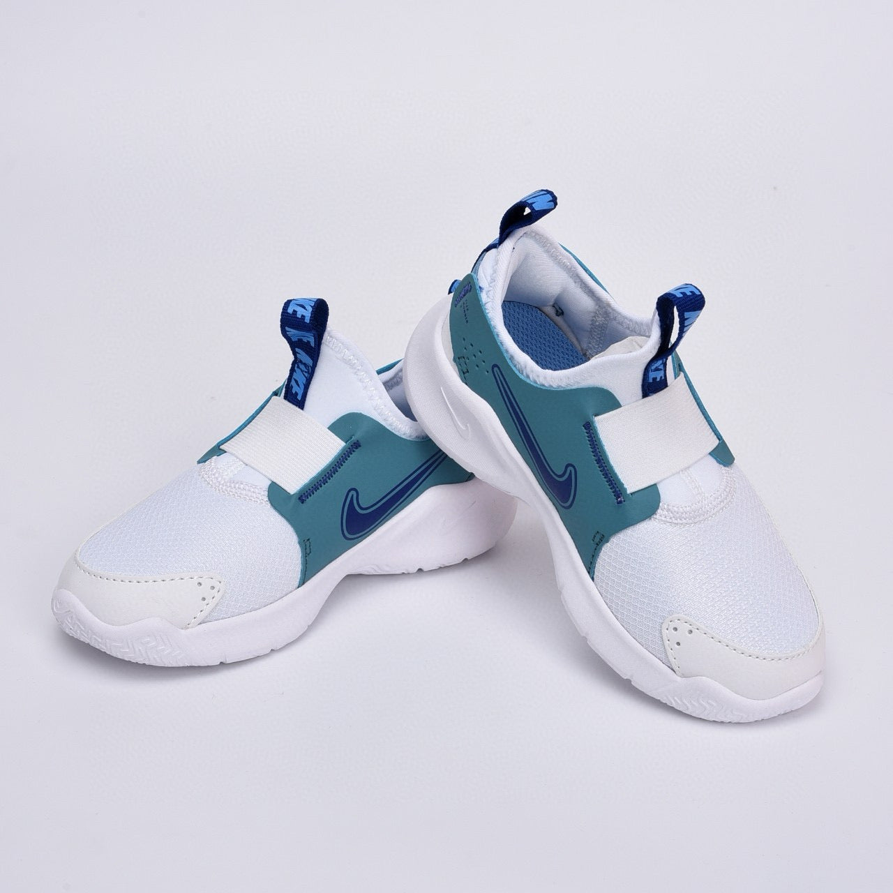 Nike slip-on running shoes"  white, greenish-blue"