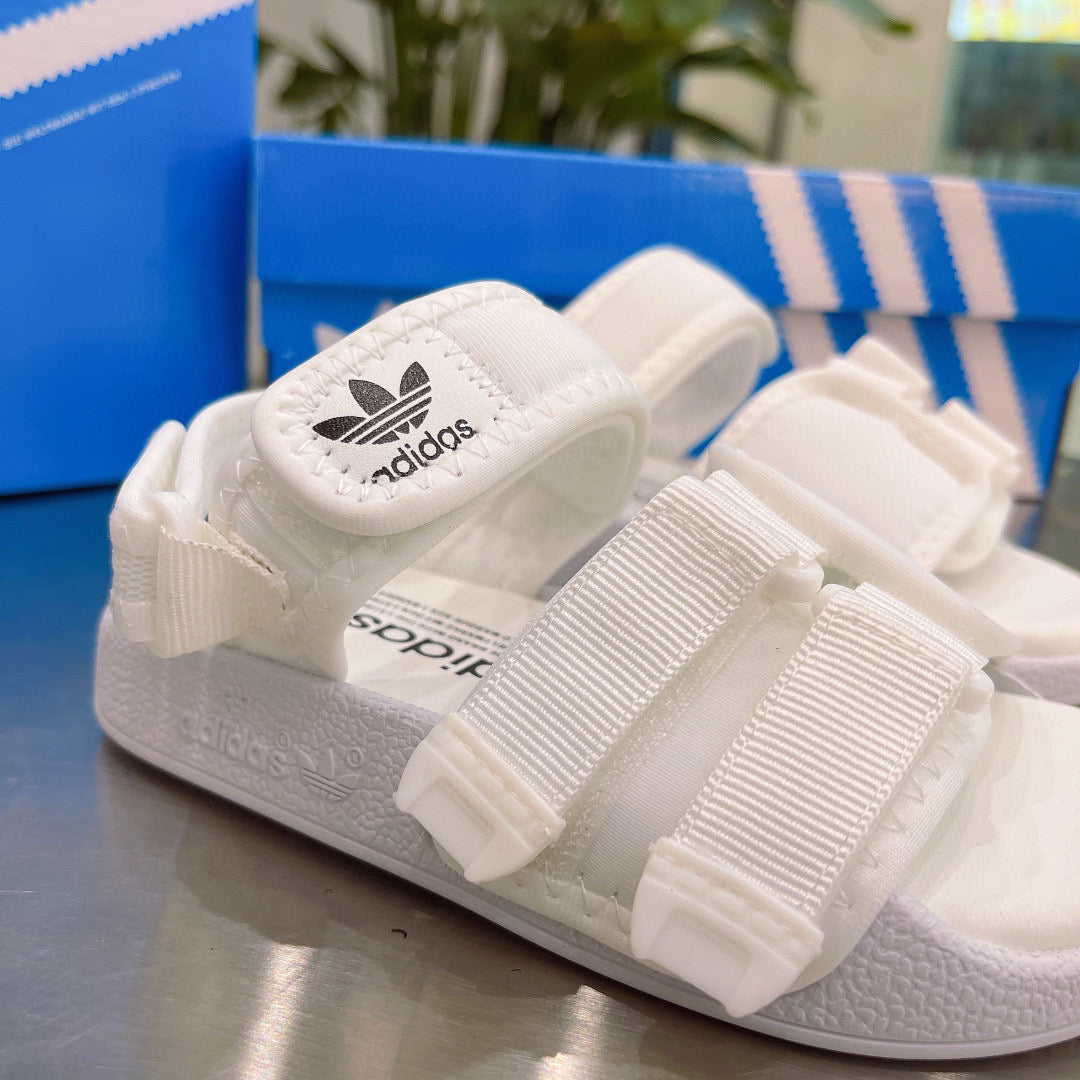 Adidas clover hook and loop beach sandals" white"